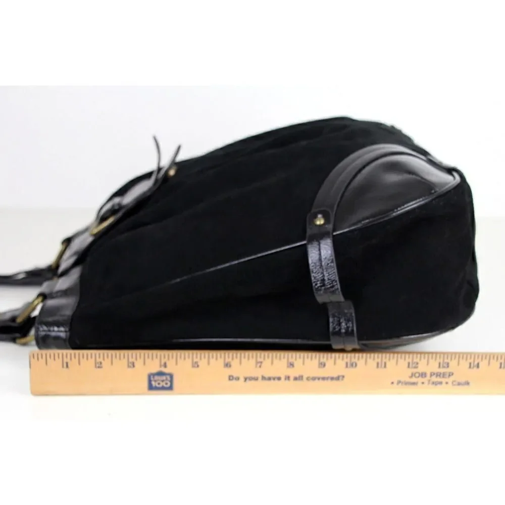 Timi & Leslie BLACK GENUINE LEATHER SUEDE BOHO TOTE SHOULDER BAG HANDBAG PURSE
